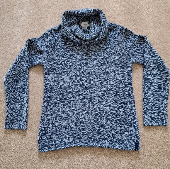 Calvin Klein Jeans Blue Sweater Chunky Knit Size Small Funnel Neck Long Sleeve - Picture 10 of 10